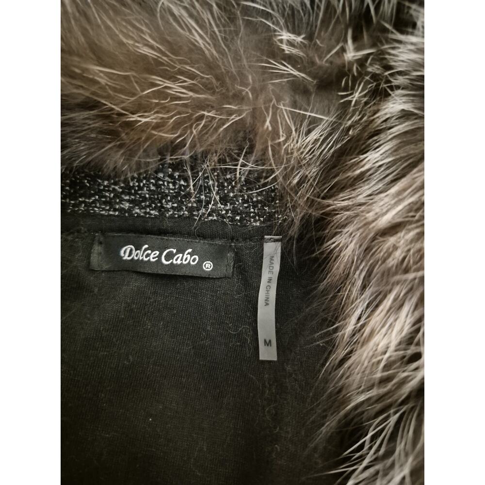 💥 Dolce Cabo Size M Black Gray Wool Fur Jacket D1 - Picture 2 of 7